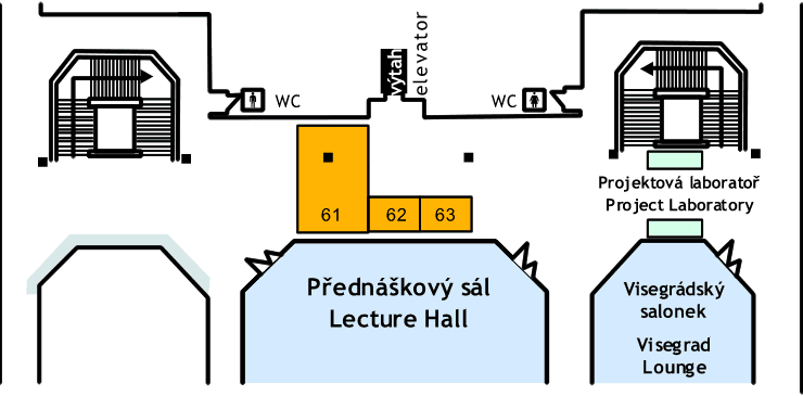 Schéma kongresového centra Aldis – 2. patro